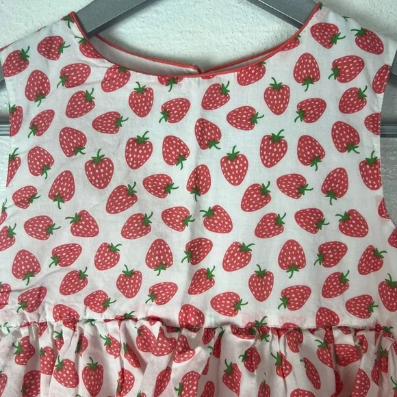 Mini Boden 8-9 year old Strawberry Tiered Dress Scalloped Embroidered Ruffle - Picture 4 of 9
